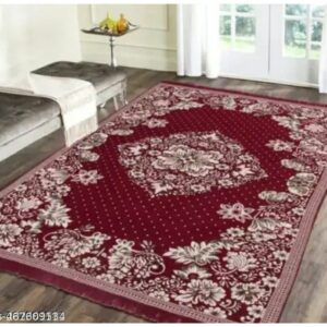 rina bazar premium maroon velvet floral carpet – 5x7 feet, anti fatigue & soft acrylic touch for living room & bedroom m,014,276