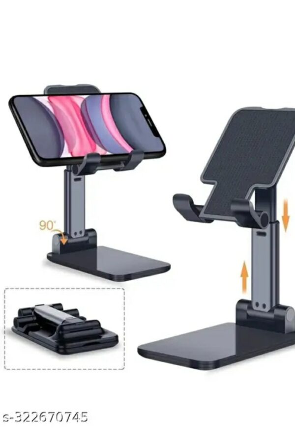 rina bazar universal mobile stand – adjustable & foldable desktop holder for all smartphones and tablets (black/white)m,023,115
