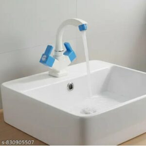 premium wall mounted kitchen sink mixer tap – dual handle hot & cold water faucet for basin & sink (white & blue)m,027,1366