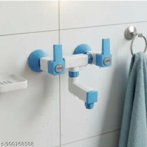 premium wall mounted bathroom mixer – dual control hot & cold water faucet for shower & bath (white & blue, rust proof)m,030,973
