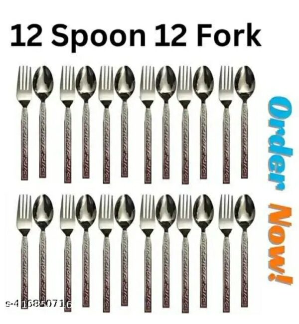 premium 24 piece stainless steel cutlery set mirror finish (12 spoons & 12 forks)m,034,168