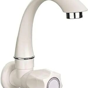 ​premium 360° rotating swan neck kitchen tap – wall mount long body water faucet (white, durable plastic) m,020,138