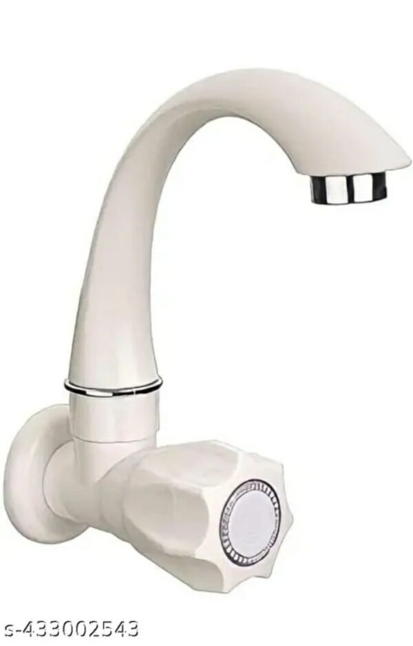​premium 360° rotating swan neck kitchen tap – wall mount long body water faucet (white, durable plastic) m,020,138
