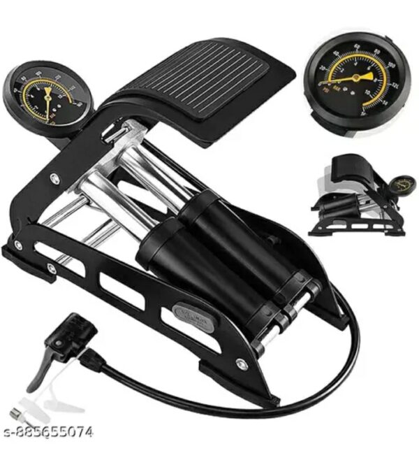 premium high pressure foot activated floor pump – universal air pump with pressure gauge for cars, bikes, bicycles, and footballs (compact & portable)m,073,946