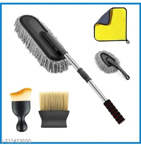 premium microfiber car duster kit with extendable handle – multipurpose long cleaning brush for car exterior & interior, scratch free dusting tool for home and office (grey)m,077,277