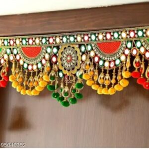 traditional handmade door toran / bandhanwar for home decor – decorative hanging jhumar for main door, temple, and festivals (multicolor)m,042,200