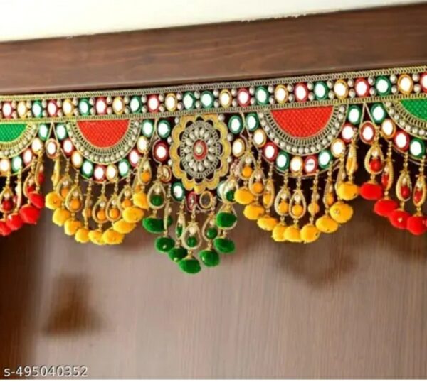traditional handmade door toran / bandhanwar for home decor – decorative hanging jhumar for main door, temple, and festivals (multicolor)m,042,200