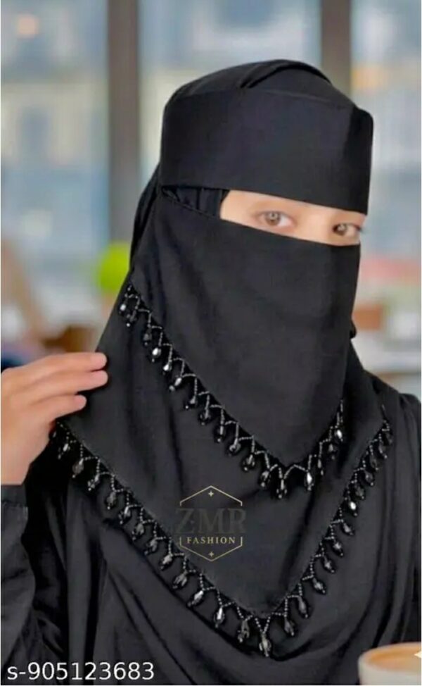 exquisite heavy stone work niqab patti – luxury bridal forehead hijab band with shimmering crystals | high quality muslim headwear accessory for parties and weddings,m,087,150