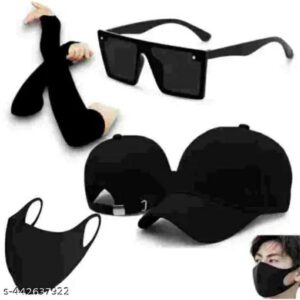 premium 4 in 1 winter combo set beanie cap, fur mask, goggles & warm gloves (pack of 4)m,096,154