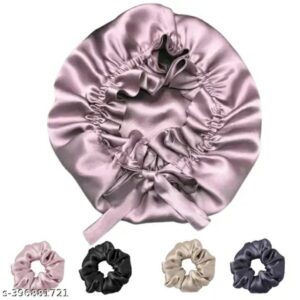 premium satin hair bonnet for sleeping adjustable soft night cap for hair fall control & frizz reduction,m,106,168