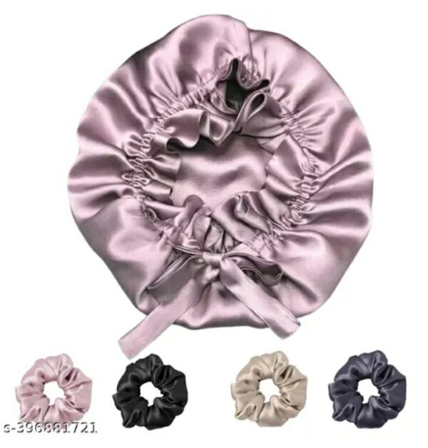 premium satin hair bonnet for sleeping adjustable soft night cap for hair fall control & frizz reduction,m,106,168