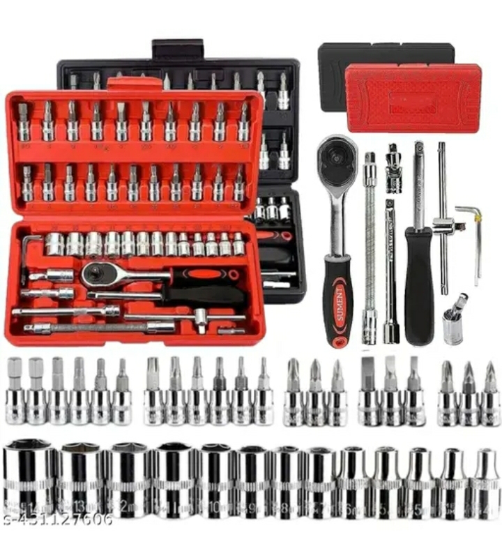 premium 46 piece precision socket wrench & bit tool set – multi purpose cr v steel toolkit for car, bike, and home repairing (black case)m,039,405 premium 46 piece precision socket wrench & bit tool set – multi purpose cr v steel toolkit for car, bike, and home repairing (black case)m,039,405