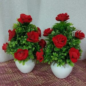 premium artificial bonsai plant with decorative plastic pot – realistic indoor faux greenery for home, office desk, and living room decor (pack of 2)m,047,155