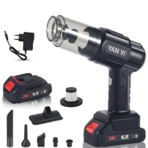 high power 2 in 1 cordless portable vacuum cleaner – rechargeable handheld car vacuum & air blower with multiple nozzles for home, office, and vehicle cleaning,m,080,1358